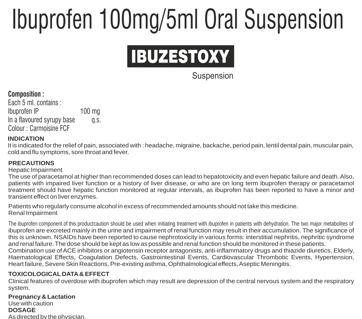 IBUZESTOXY SUSPENSION 60ML